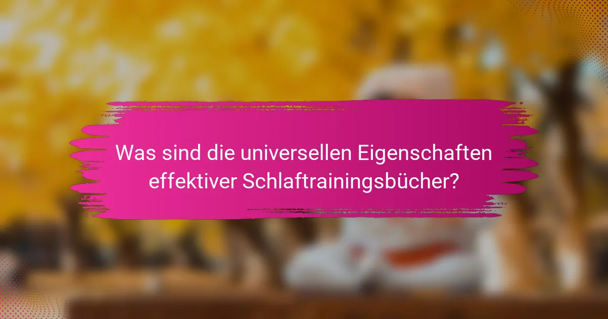 Was sind die universellen Eigenschaften effektiver Schlaftrainingsbücher?