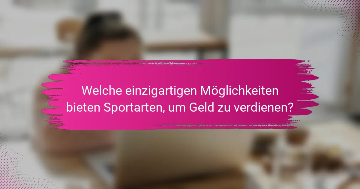 Welche einzigartigen Möglichkeiten bieten Sportarten, um Geld zu verdienen?