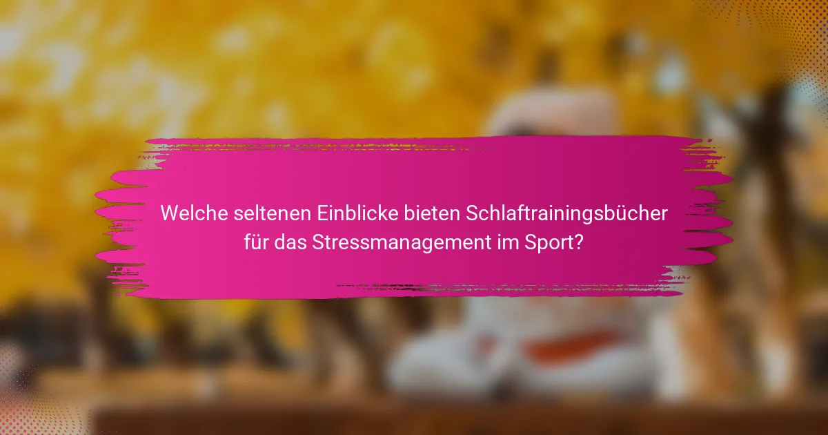 Welche seltenen Einblicke bieten Schlaftrainingsbücher für das Stressmanagement im Sport?