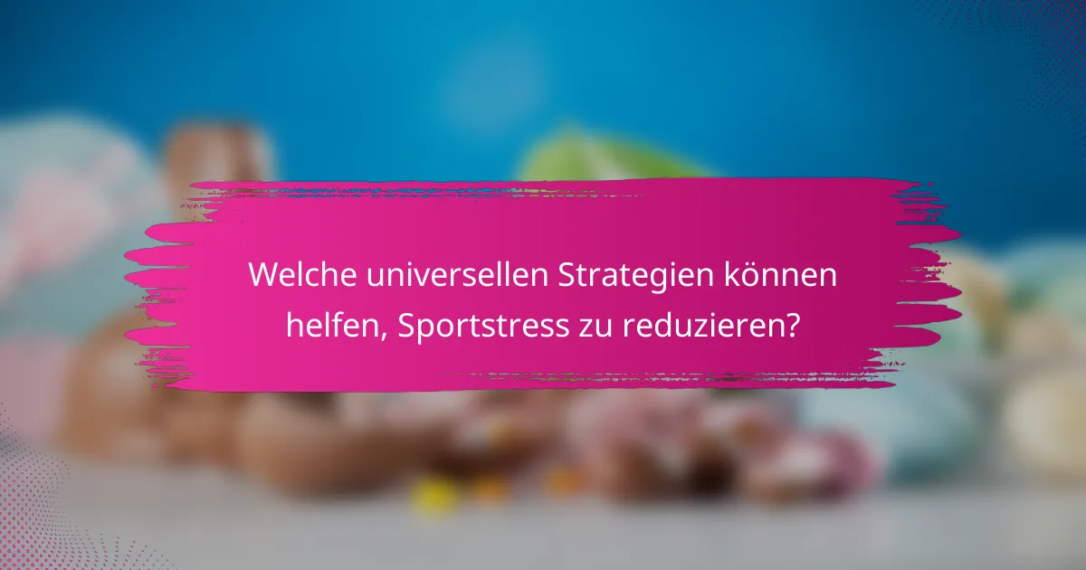 Welche universellen Strategien können helfen, Sportstress zu reduzieren?